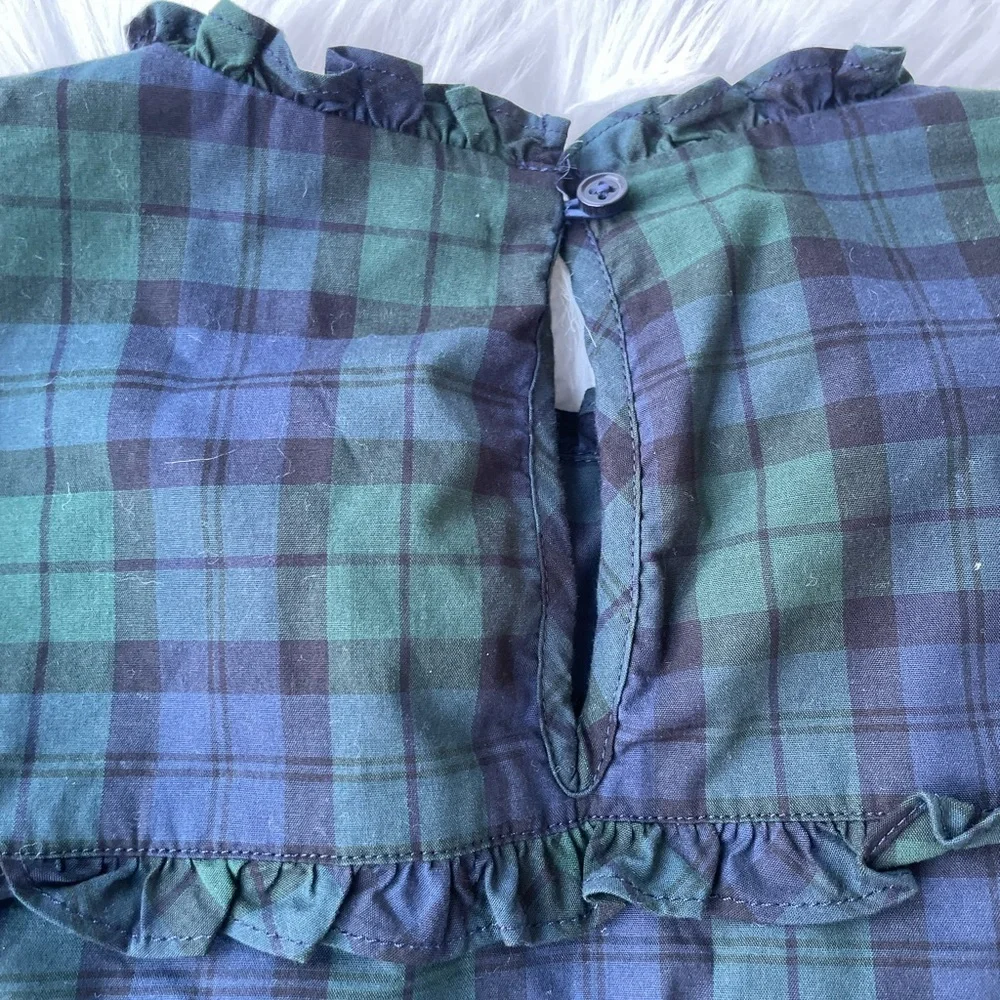 Crewcuts Girls' Black Watch plaid ruffle top Size 12